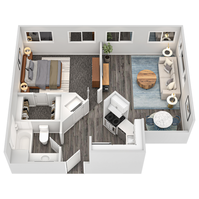 Floor Plan - One Bedroom Corner