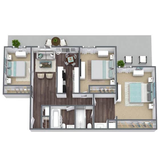 Floor Plan - C2: 3 Bed 2 Bath