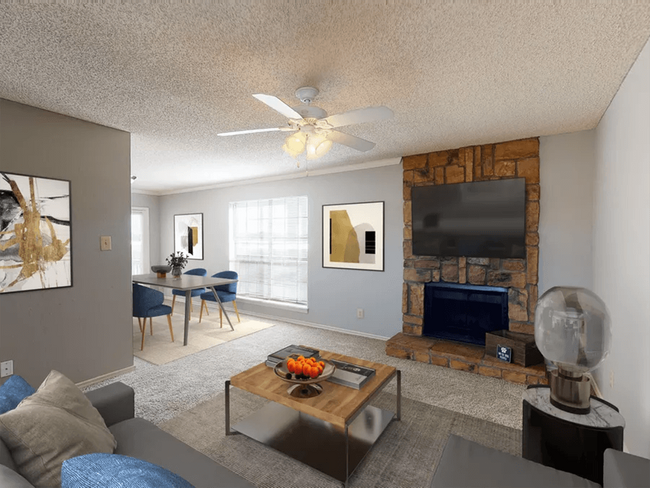 Living Room with Fireplace - Mill Creek