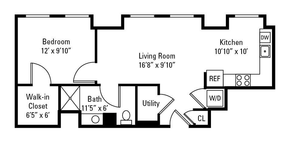 Floor Plan - 1 Bedroom 1 Bath