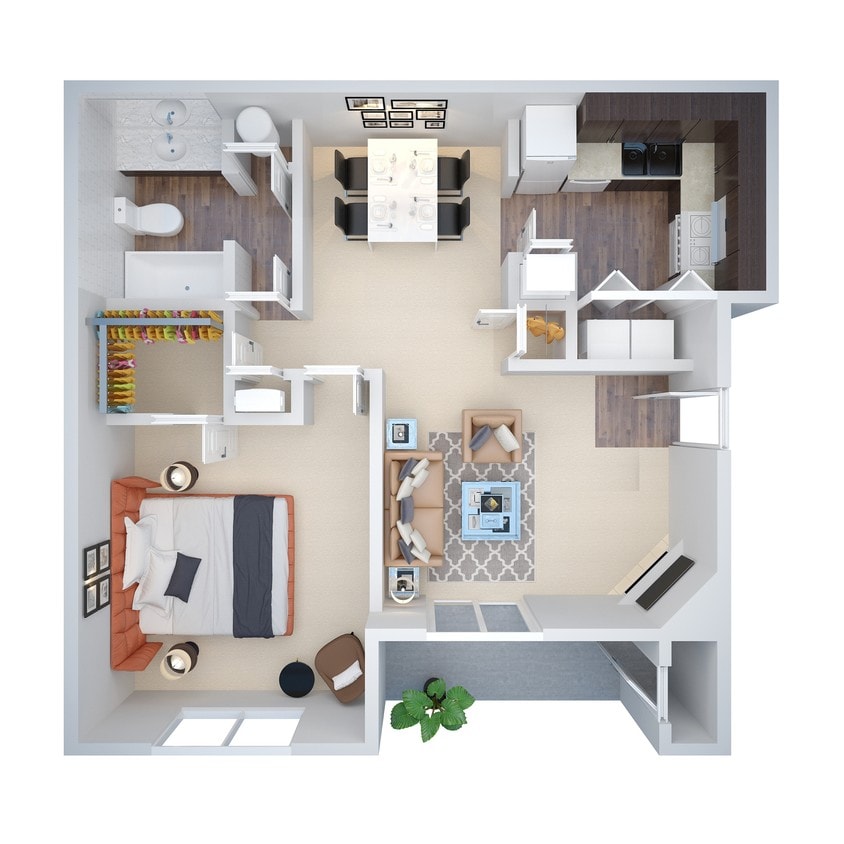 BR_3D_A1_529Sqft.jpg - 1 Bed 1 Bath 628 sf (a1)