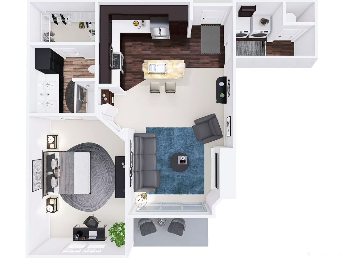 Floor Plan - 1 Bed, 1 Bath (I) 