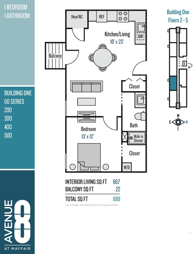 Floor Plan - 00 Series 1 Bedroom / 1 Bath