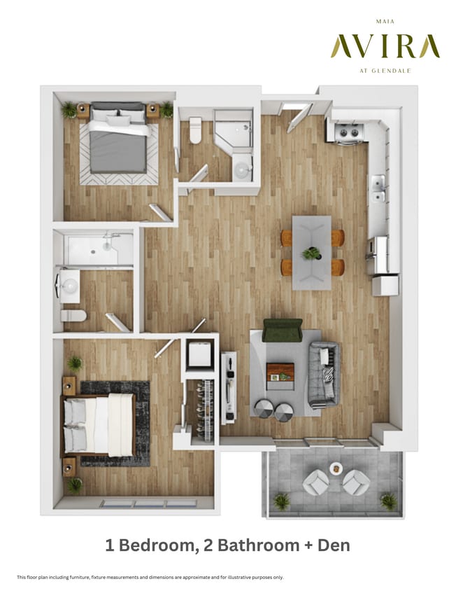 Floor Plan - 1 Bedroom 2 Bathroom + Guest Suite (Type B)