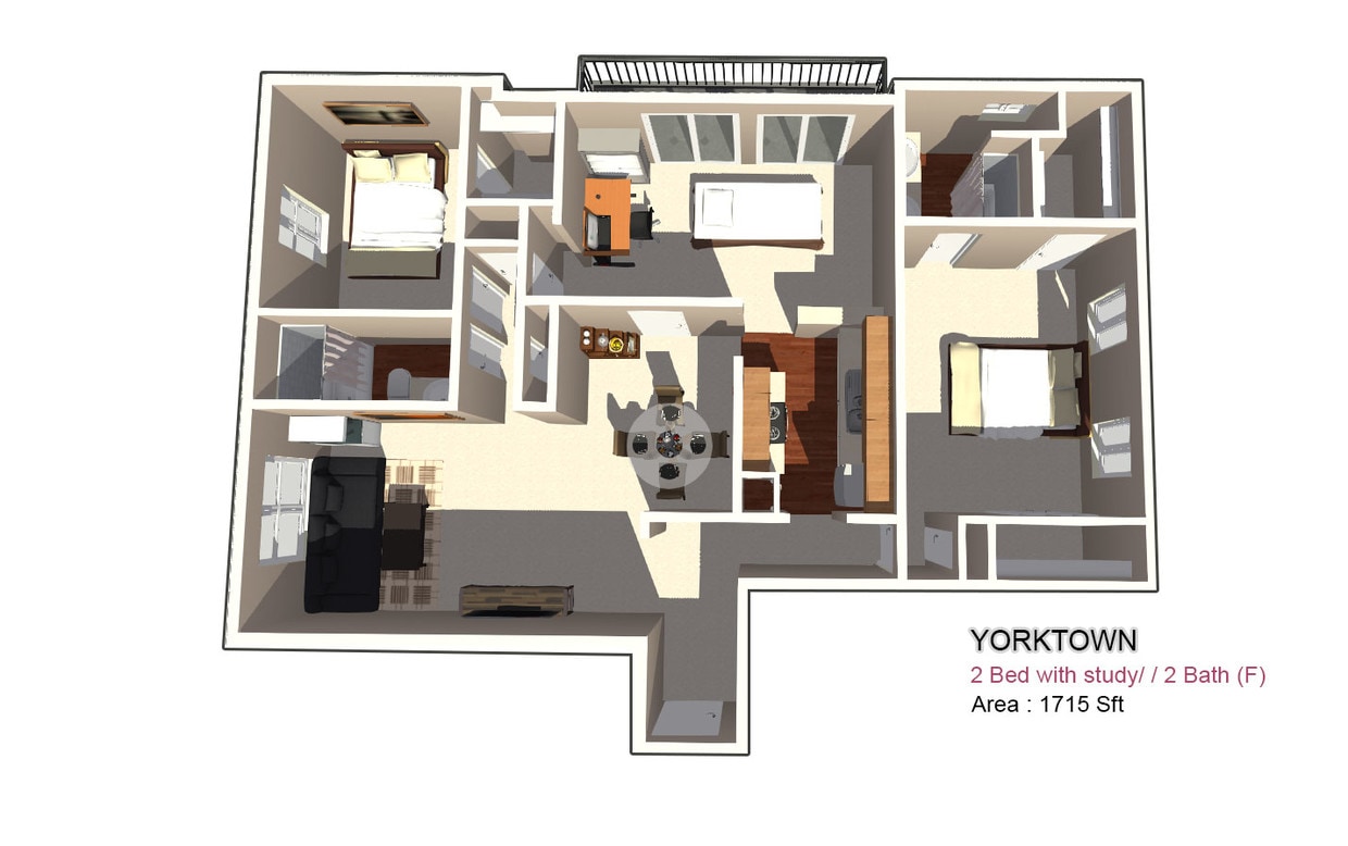 Two Bed / Two Bath with Den - Two Bed / Two Bath with Den