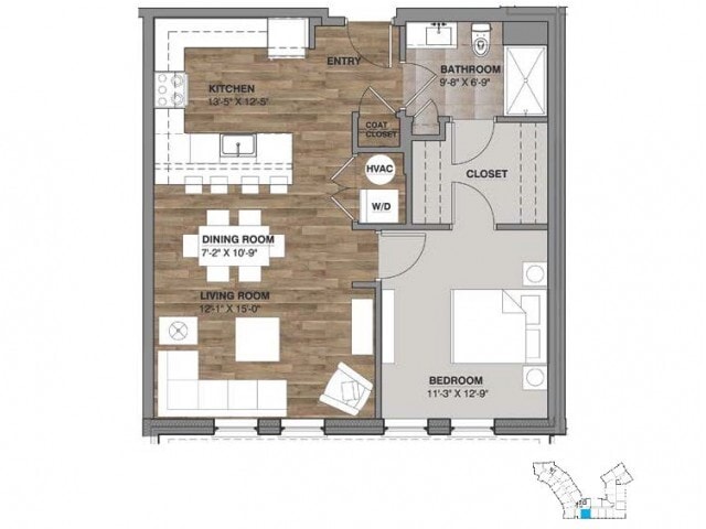 One Bedroom - Unit E - E