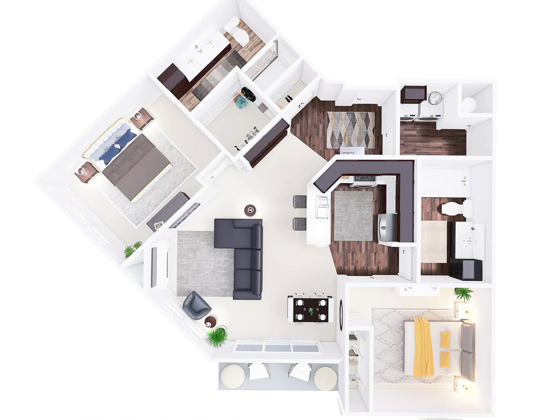 Floor Plan - 2 Bed, 2 Bath (N)