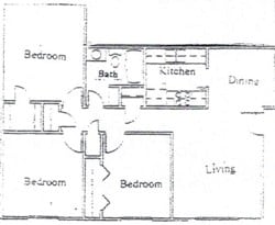 Floor Plan - 3 bed 1 Bath