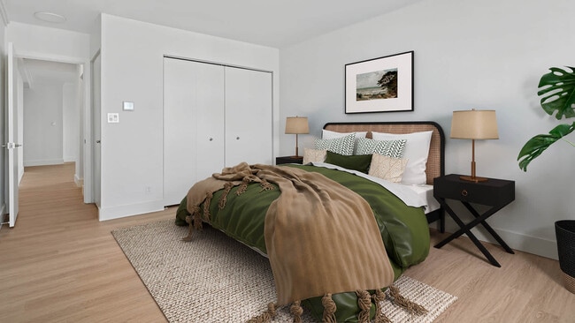 Bedroom with Hard Surface Flooring - The Towers at Longfellow