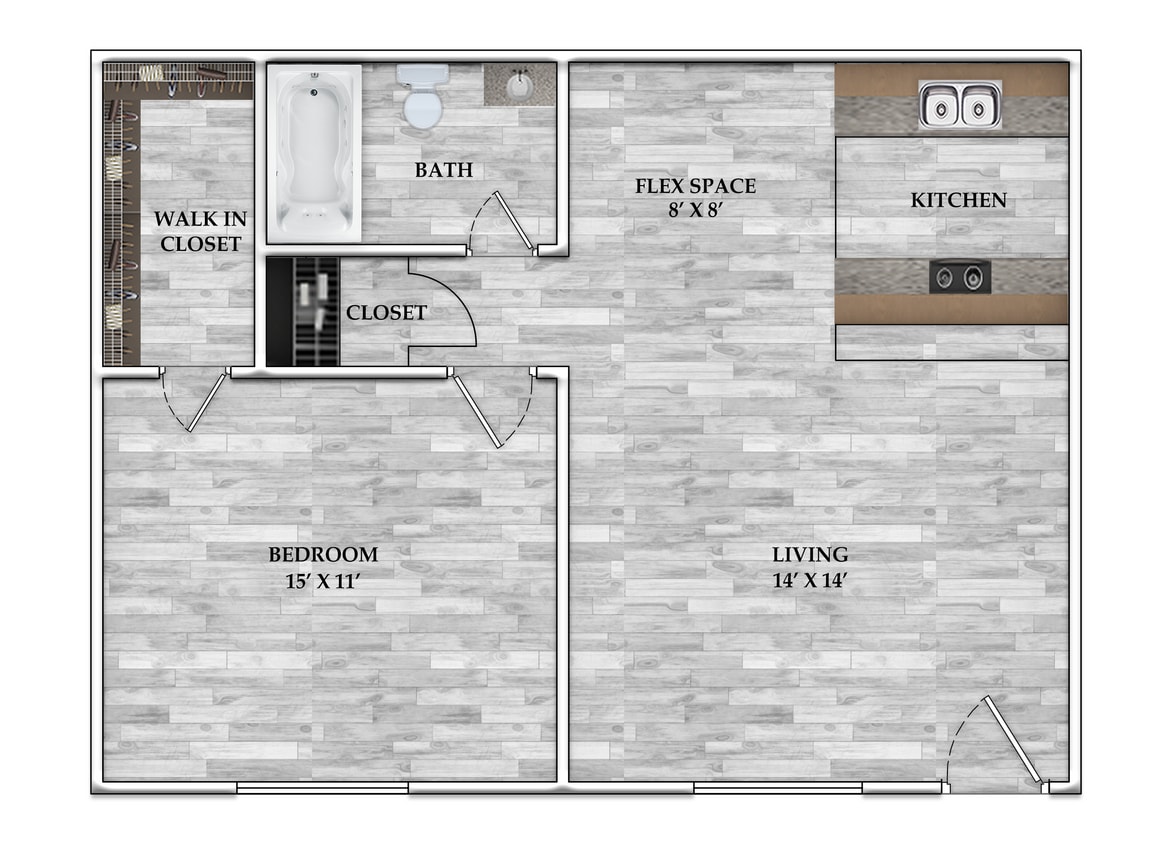 643 sq ft - 1x1 643 SF