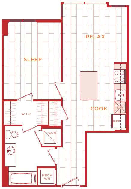 Floor Plan - 1 Bed/1 Bath s-a05