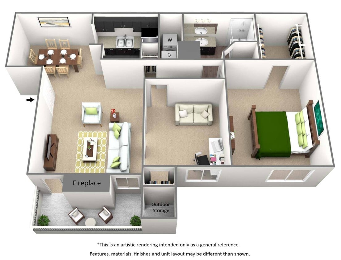 Floor Plan - 1 Bed 1 Bath + Den - A5