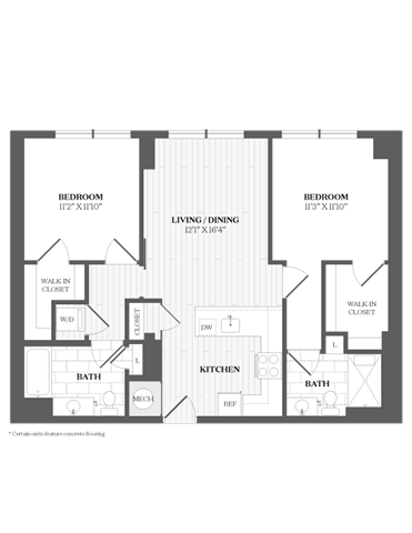 Floor Plan - 2 Bed/2 Bath-B1.1MT 367 Orange