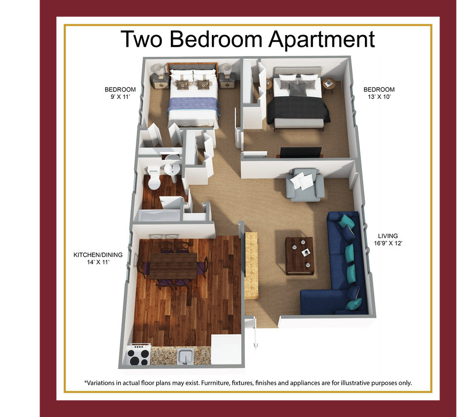 Floor Plan - Two Bedroom Apartment - Cypress