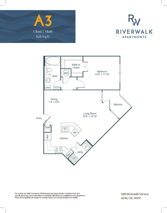 A3 Floor Plan - 1 Bedroom - A3