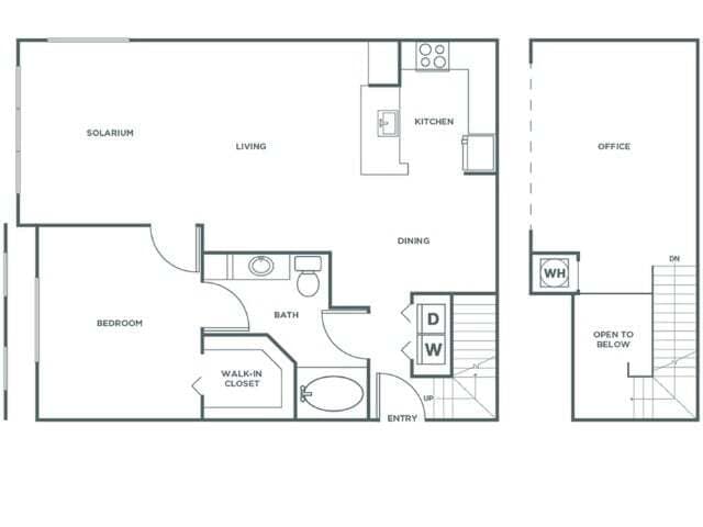 Floor Plan - One Bedroom One Bath (1173 SF)