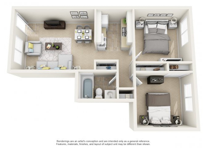 Floor Plan - 2 Bed 1 Bath