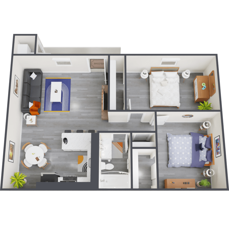 Floor Plan - 2 Bed 1 Bath A