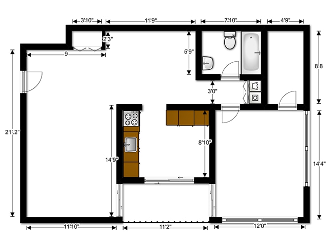 Floor Plan - 1 BEDROOM (1F)
