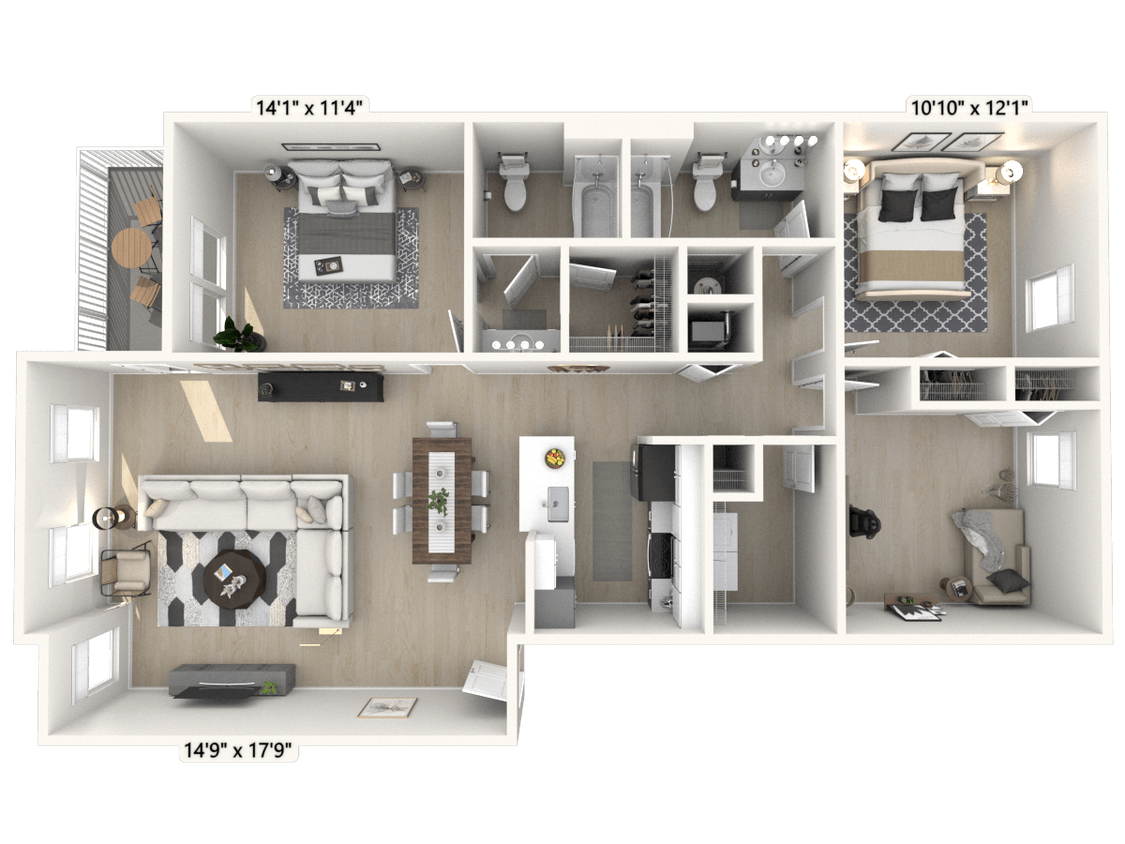 Floor Plan - The Republic 3 BR 2 BA