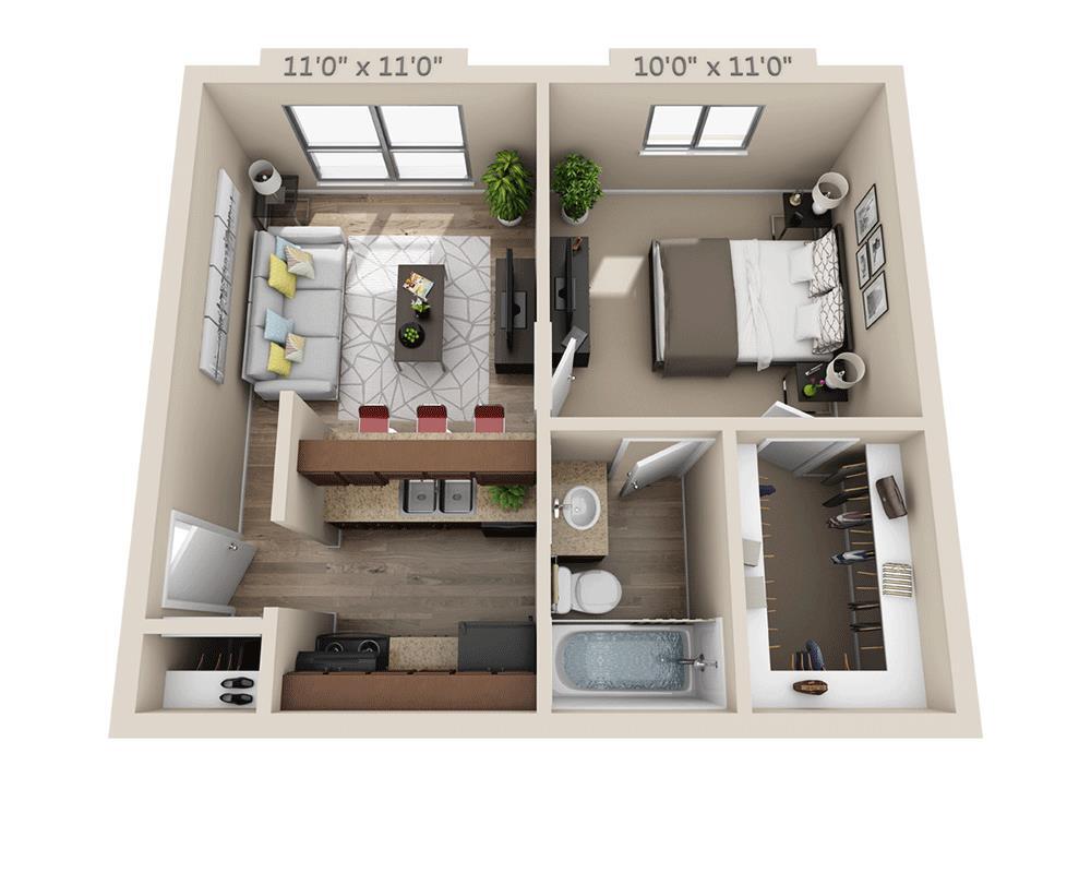 Floor Plan - One Bedroom A1ARW