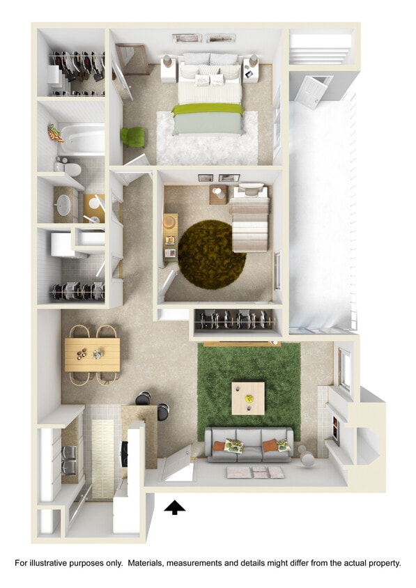 Floor Plan - Two Bed One Bath Upgrade