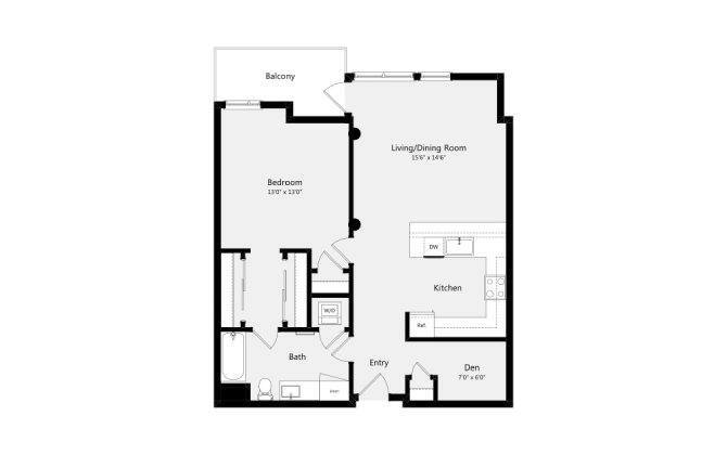 Floor Plan - 1B+DEN D