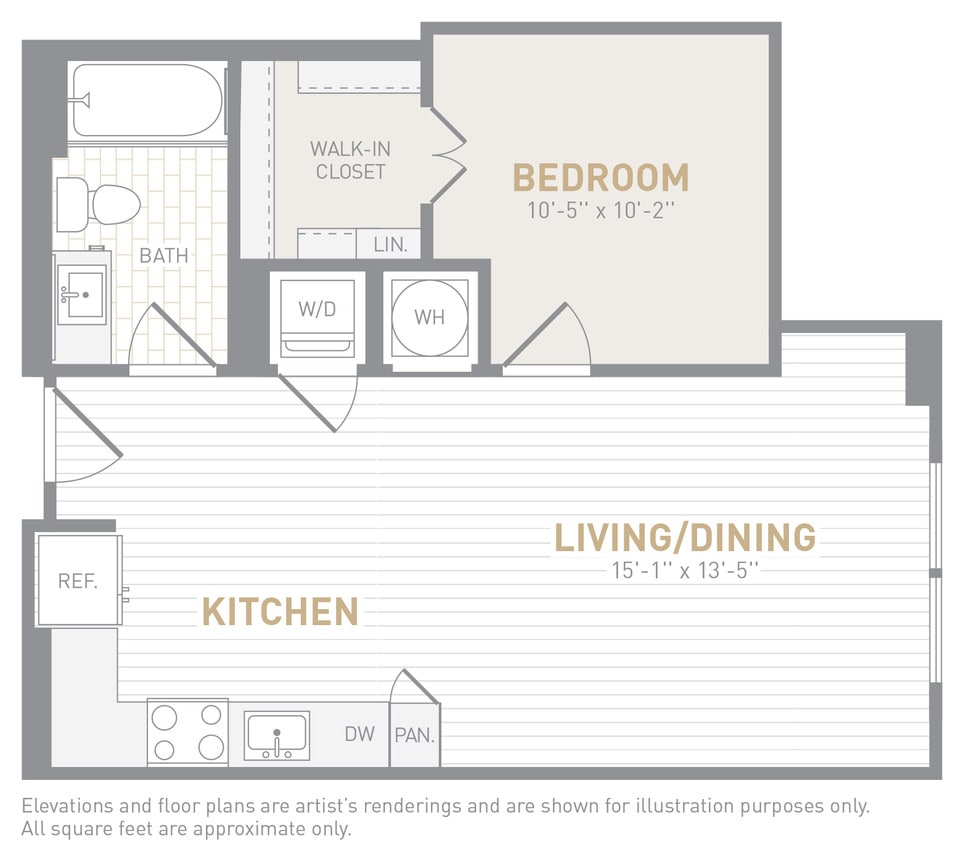 Floor Plan - 1 Bed 1 Bath-A02a