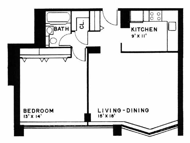 1BR/1BA - 1 Bedroom