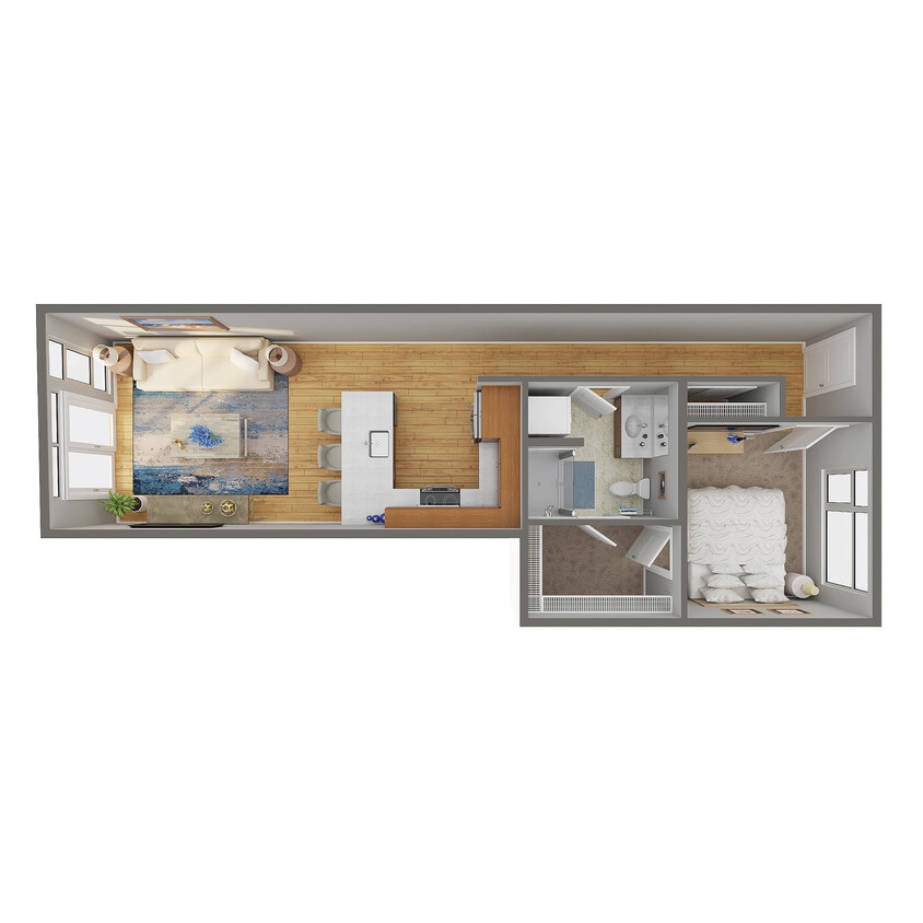 Floor Plan - 1 Bed, 1 Bath - B