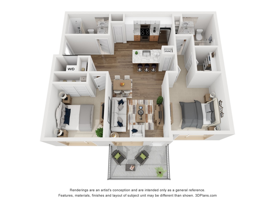 Floor Plan - 2 Bedroom 2 Bath