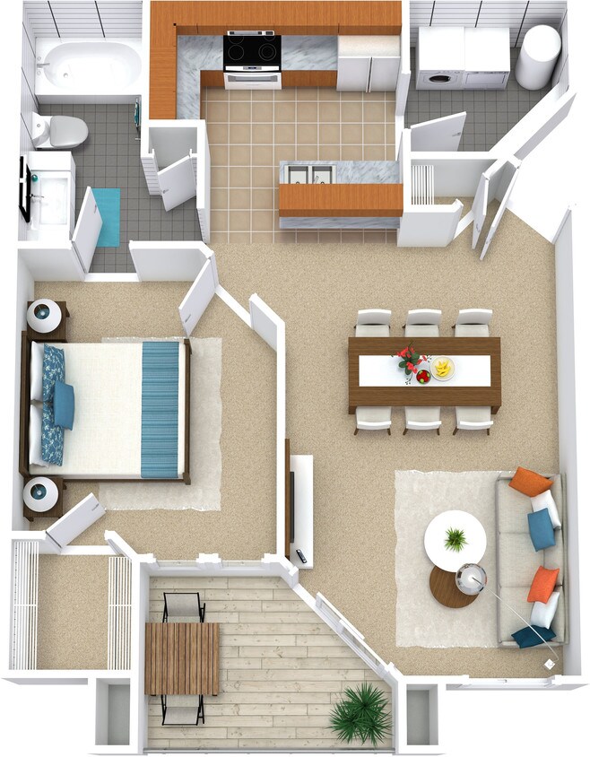 Floor Plan - 1x1 643sf Classic - A1