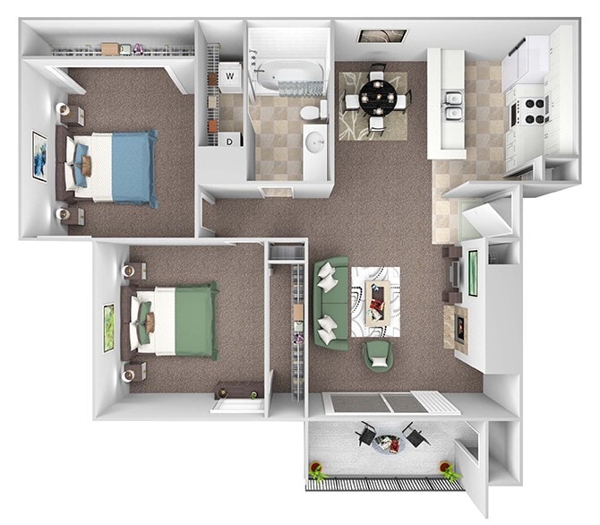 Floor Plan - B1 (Two Bedroom One Bath)