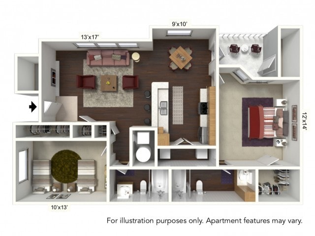 Floor Plan - D Plan - 2 Bed/2 Bath