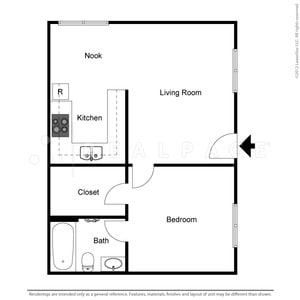 1BR/1BA - 1 Bedroom