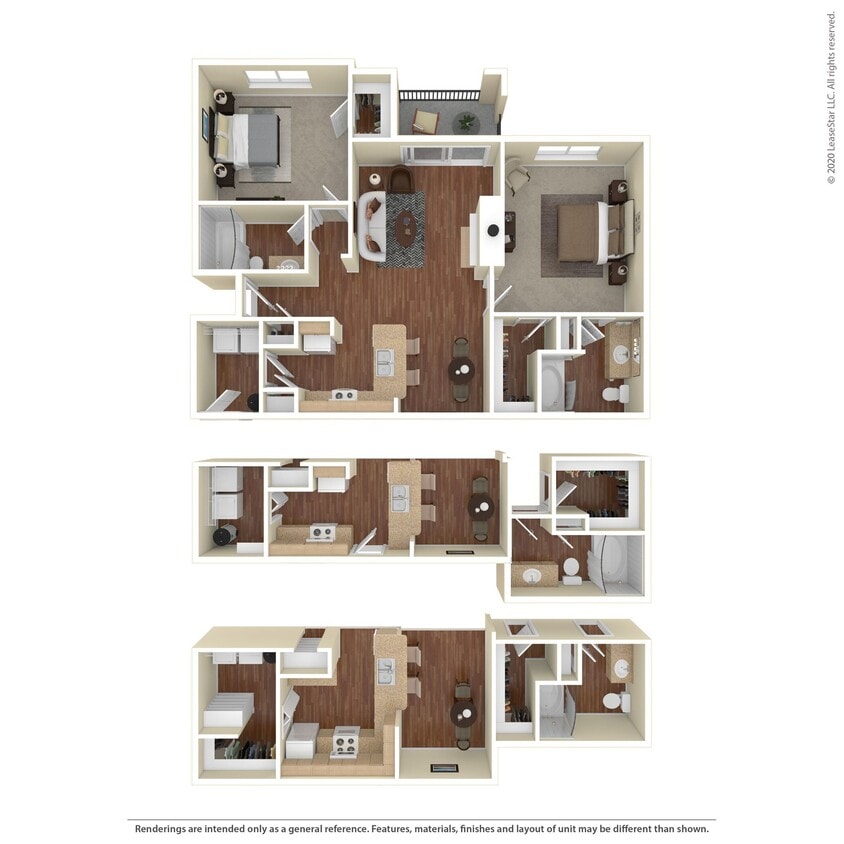 Floor Plan - 2 Bed 2 Bath 1229 SqFt (1175 Net)