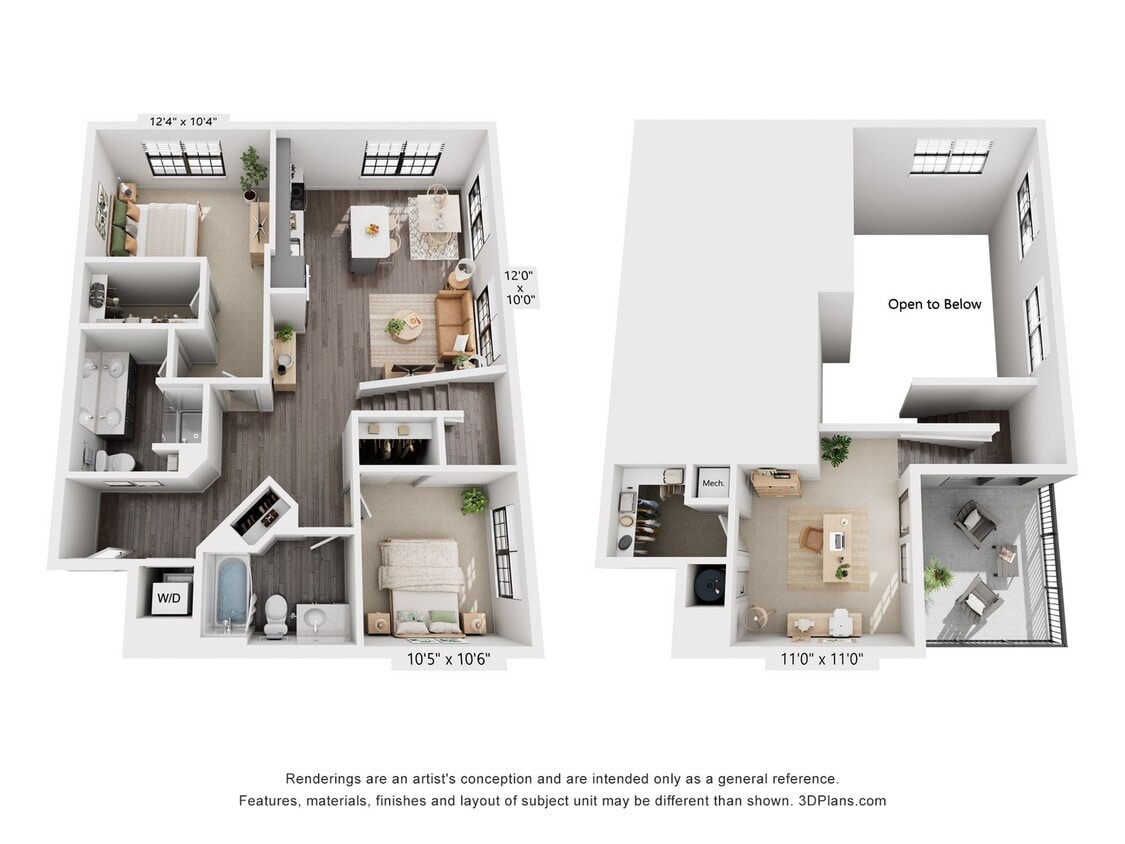 2 Bed, 2 Bath with Loft - B5L - 2-Bedroom 2-Bath w/ Loft | 1,389 sqft