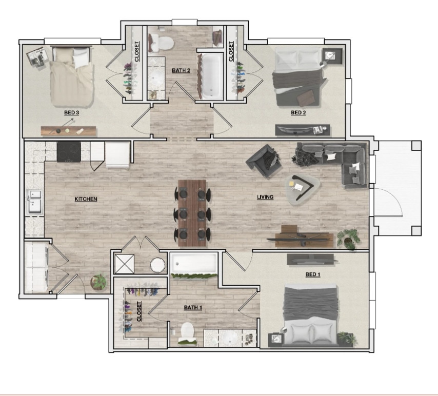 Floor Plan - 3 Bedroom 2 Bath