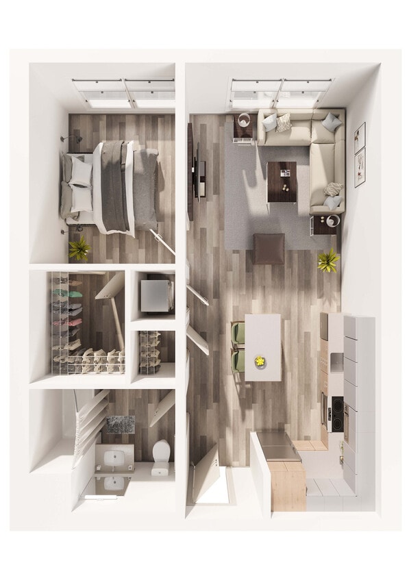 Floor Plan - 1BD, 1BTH B3