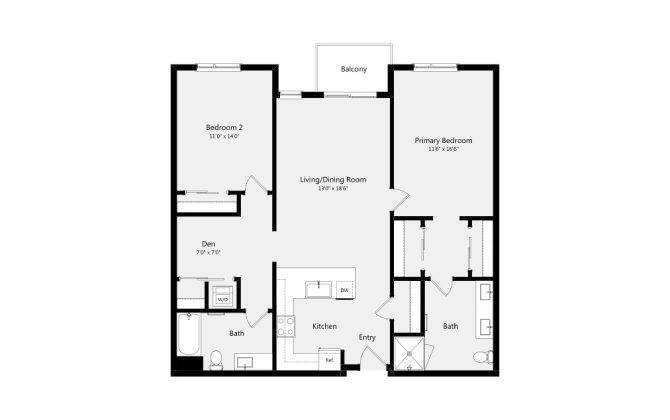 Floor Plan - 2B+DEN (F)