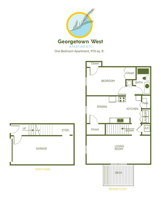 Floor Plan - 1 Bed, 1 Bath - 970 sq ft