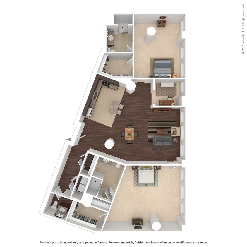 Floor Plan - Two Bed Two & Half Bath Den