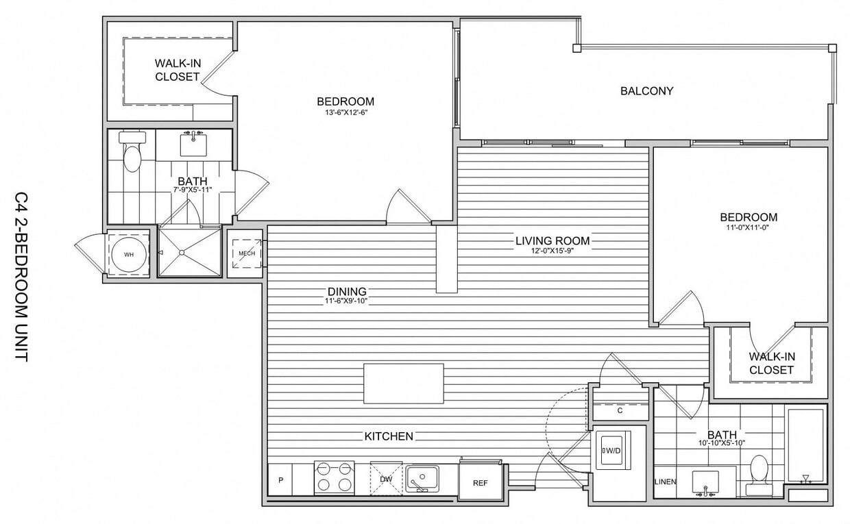 Floor Plan - 2 Bed/2 Bath-C4