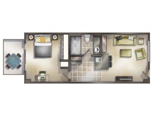 Floor Plan - 1-1 - Unfurnished