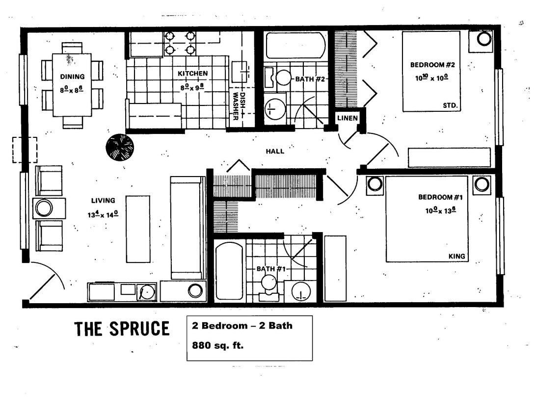 Floor Plan - 2 Bed 2 Bath - Classic