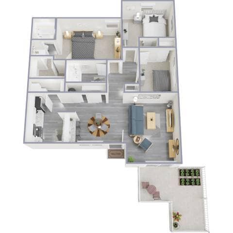 Floor Plan - 3 Bedroom 2 Bath