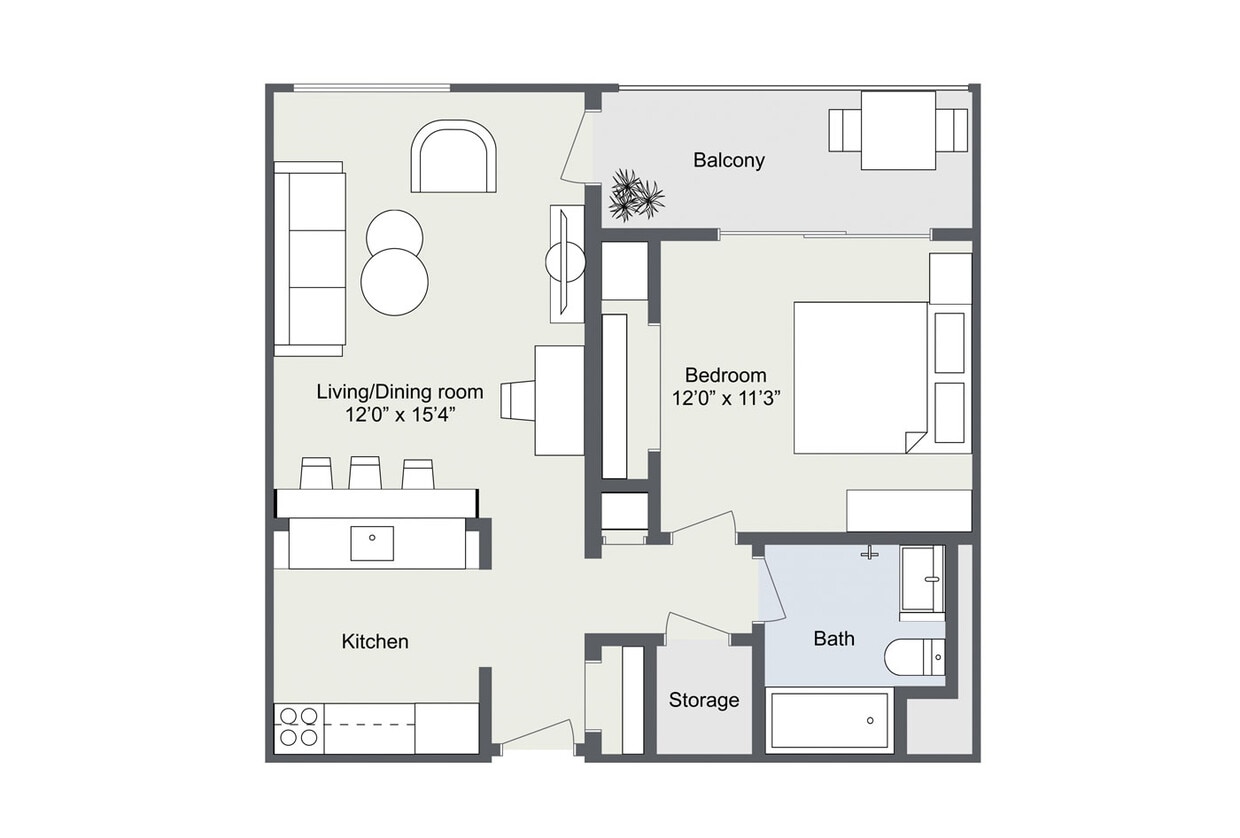 Floor Plan - 1BR/1BA