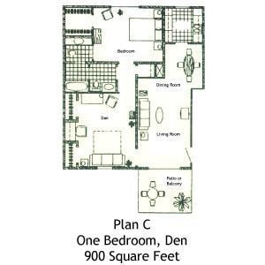 Floor Plan - 1 Bed 1.5 Bath (C)