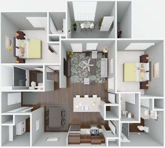 Floor Plan - 2 Bedroom End