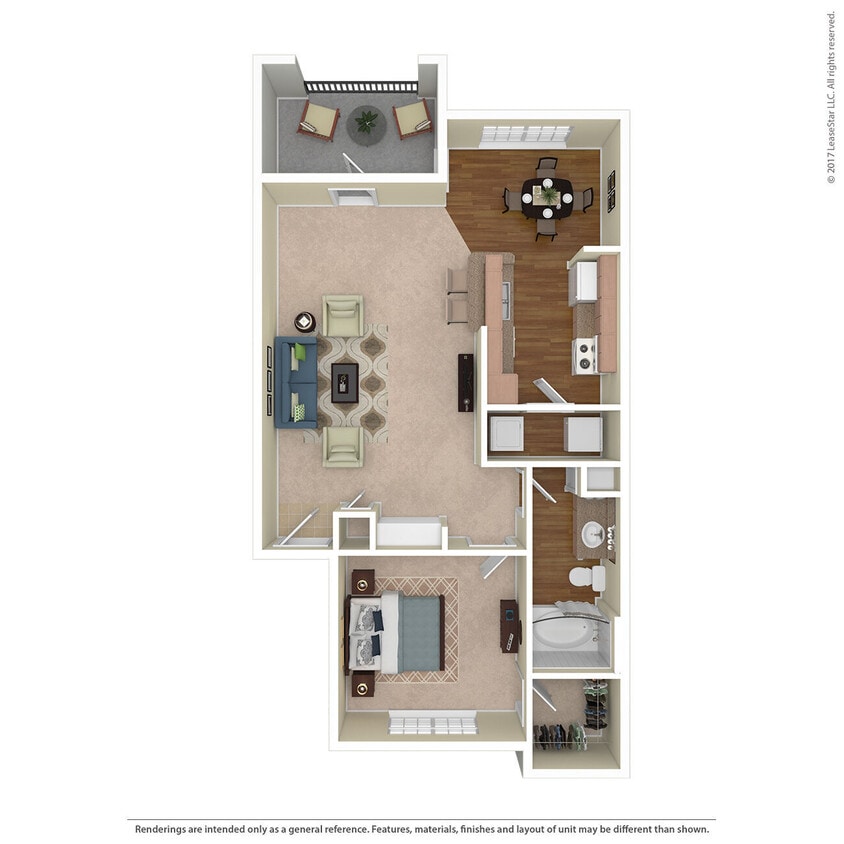 Floor Plan - 1 Bed 1 Bath 937 SqFt (848 Net)